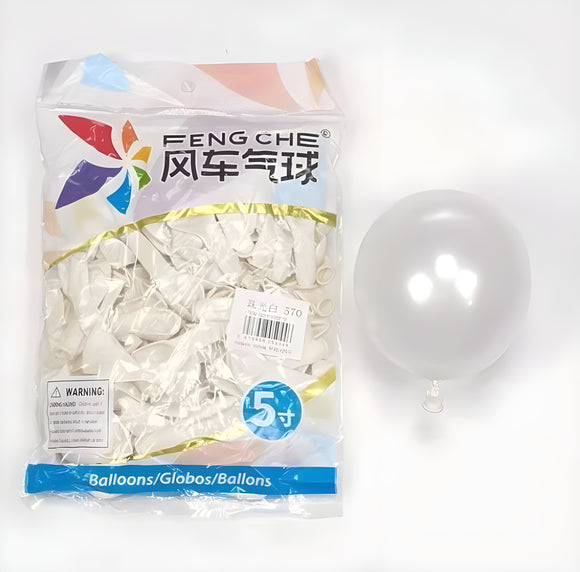 Metallic White 570 - 5 Inch Balloons